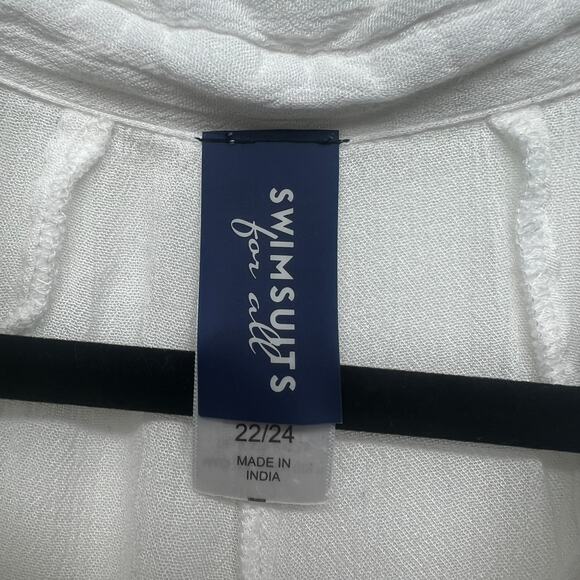 Swimsuits For All Button Front Womens White Bikini Cover Up Sz 22/24 Ruffle Trim - Picture 2 of 16